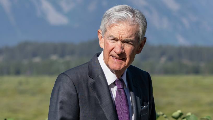 Jerome Powell, chairman of the US Federal Reserve, walks the grounds during the Jackson Hole Economic Policy Symposium in Wyoming, US